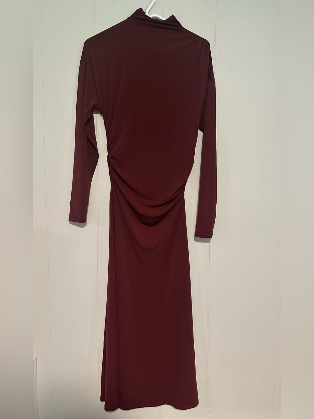 Talbots Long Sleeve Burgundy Maxi Dress with Draped Waist